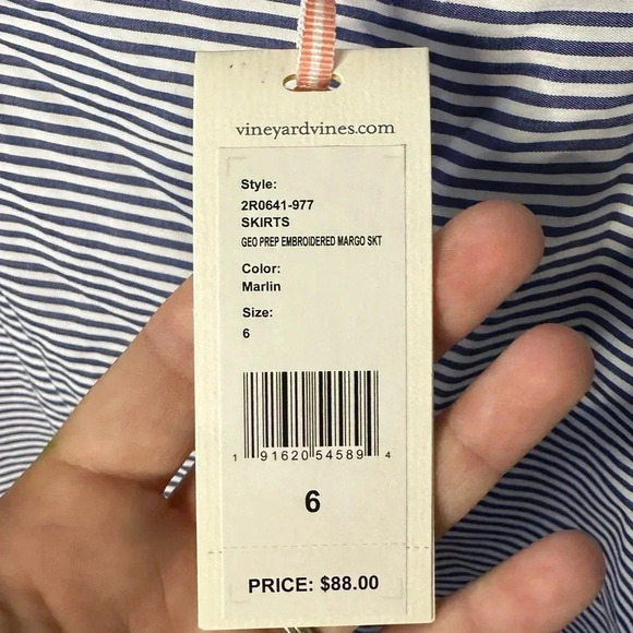 NWT Vineyard Vines Size 6 Embroidered hem striped Margo skirt - Picture 4 of 4